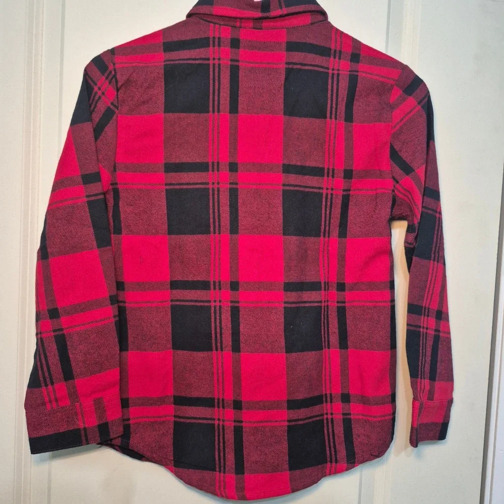 Levis Boys Red Black Plaid Flannel Button Down Shirt Size 8 Long Sleeve K054-023